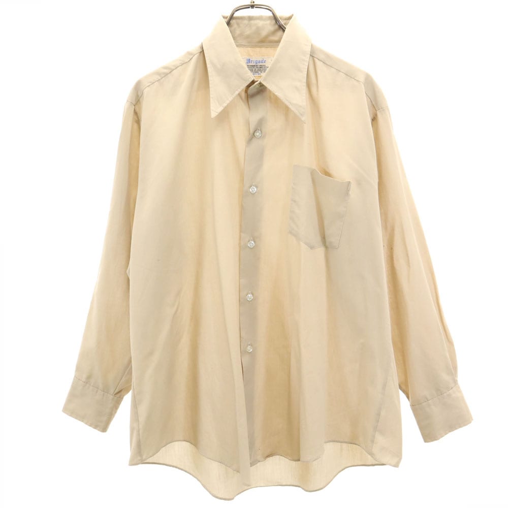 BRIGADE 70s 韓国製 ヴィンテージ 長袖 シャツ 161/2 ベージュ メンズ