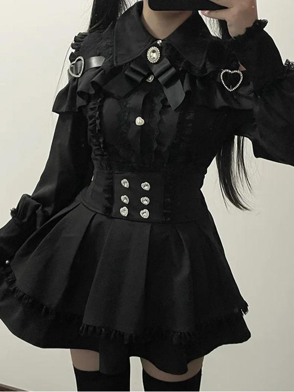 マインスタイルのスーツレースオフショルダーシャツトップハイウエストスリミングスカートロリータロリータスカート