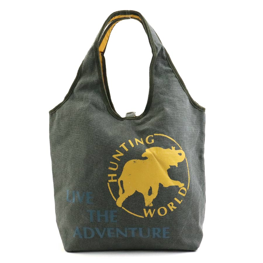 ハンティングワールド HUNTING WORLD ハンドバッグ リバーシブル キャンバス カーキ×イエロー×ブルー ユニセックス r10313a