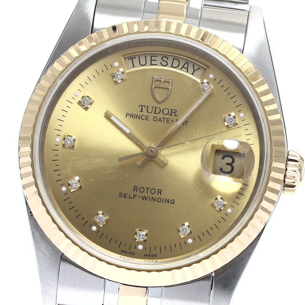 チュードル TUDOR 76213 プリンス デイトデイ YGコンビ 10Pダイヤ 自動巻き メンズ _890107【中古】