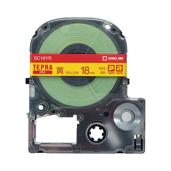 (まとめ) キングジム テプラ PRO テープカートリッジ パステル 18mm 黄／赤文字 SC18YR 1個 (×10セット)