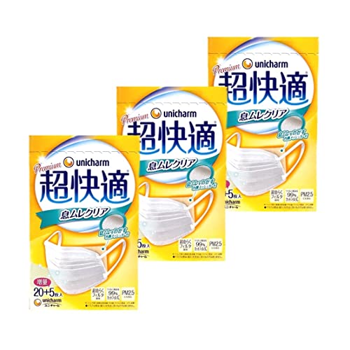 まとめ買い 増量 超快適マスク息ムレクリアタイプ ふつう 20枚+5枚3箱 ユニチャーム