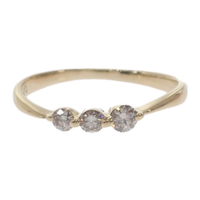 K18YG デザインジュエリー リング 指輪 18金 イエローゴールド 10号 ダイヤモンド0.24ct 美品 シンプル レディース【中古】【Aランク】