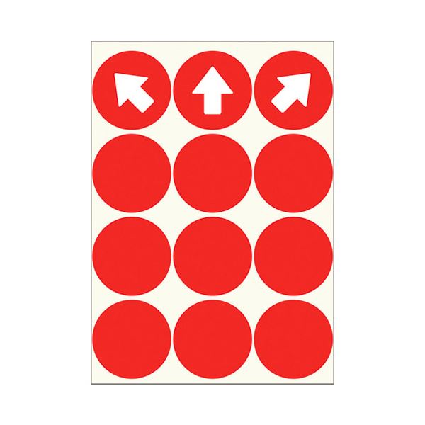 (まとめ）長門屋商店 フロア誘導シール 58mm 丸型 赤 12片 FN110(×5セット)