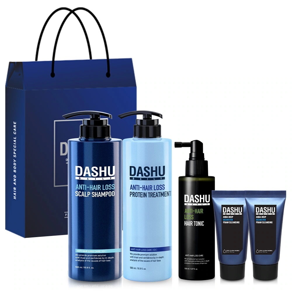 DASHU ダッシュ頭皮ゴールドシャンプー500ml+トリートメント500ml+ヘアトニック150ml(ディープシーウォーターフォームクレンジング30ml2個)