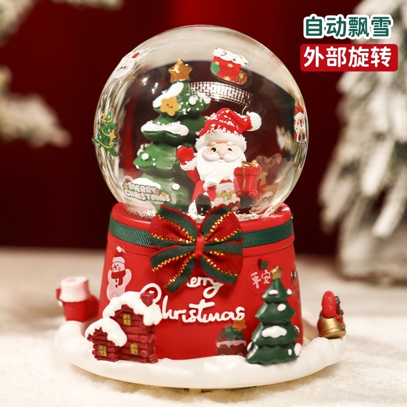 樹脂雪の結晶ボールオルゴールサンタクローススノードームクリスマスギフトオーナメント