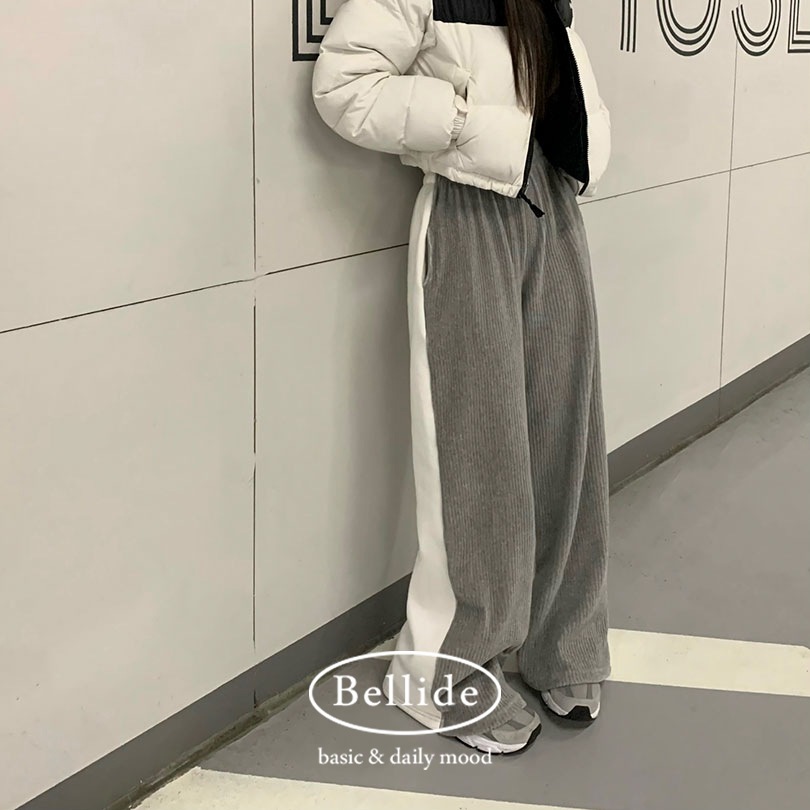 [MADE] ベロア半々ワイドトレーニングパンツ pt1383