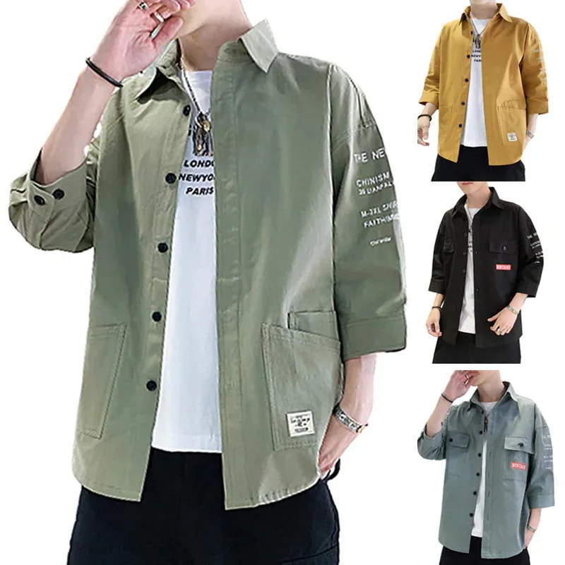 1つ買うと10個無料3枚+1枚5枚+2枚韓国ファッションメンズ 長袖 半袖 シャツ メンズ 服 七分袖 吸汗速乾