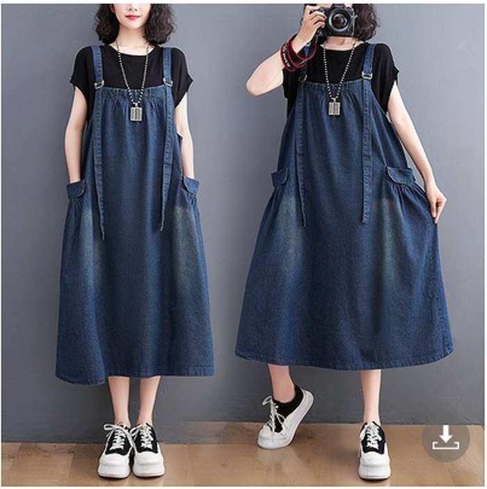激安販売!大きいサイズレディース デニムワンピース 膝下 ワンピース サロペット デニムスカート オーバーサイズ ビッグサイズ ジャンスカワンピ M L XL XXL 韓国ファッション 体型カバー 大 5,914円