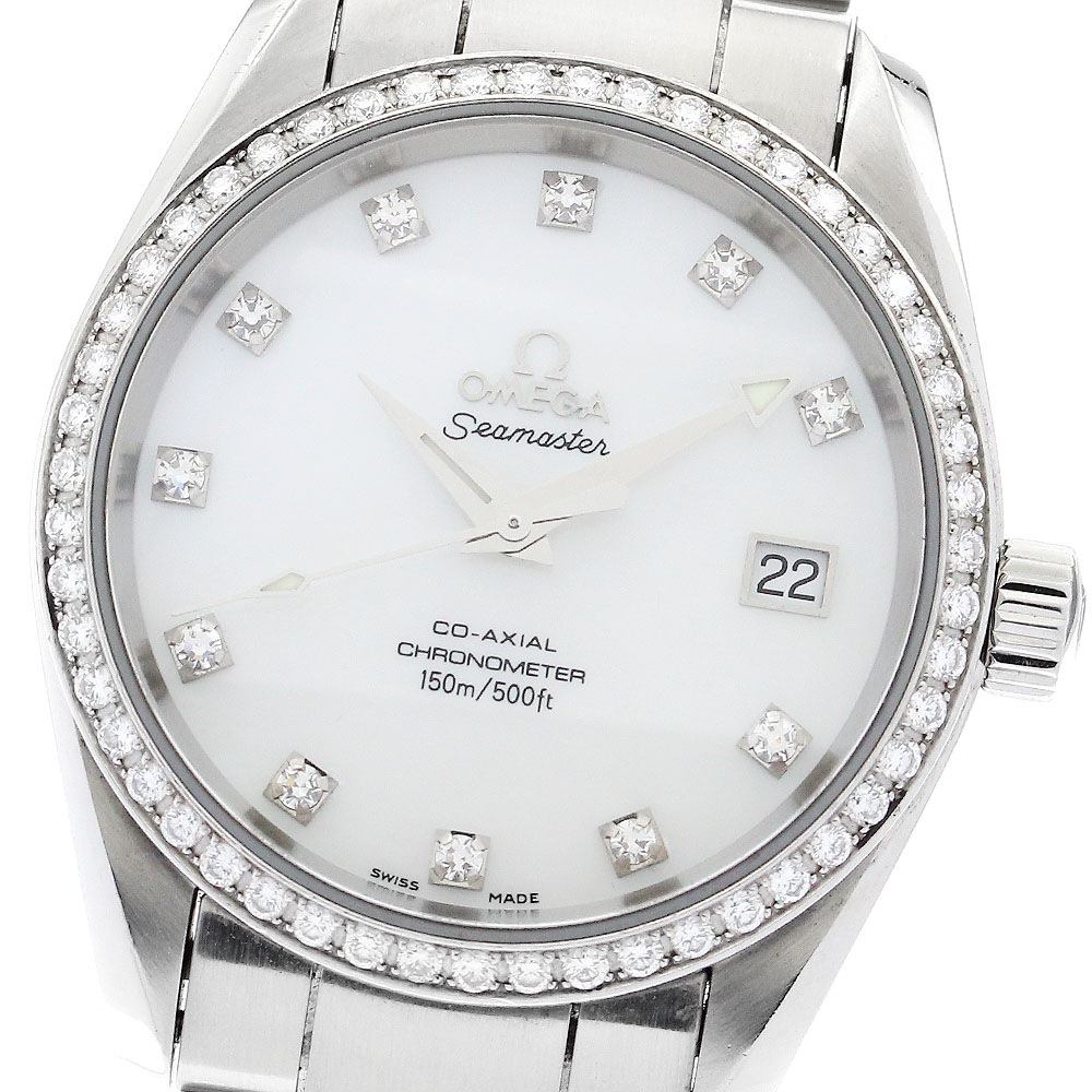 オメガ OMEGA 2509.75 シーマスター アクアテラ コーアクシャル 11P ダイヤベゼル 自動巻き ボーイズ 保証書付き_884487【中古】