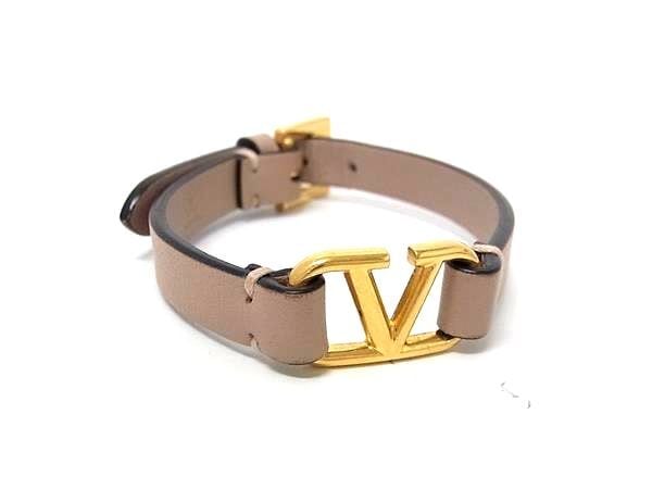 ブレスレット Vロゴ レザー - ベージュ バングル アクセサリー 小物 誕生日プレゼント 記念日 ブランド ギフト 女性 彼女 メンズ ユニセックス【本物保証】