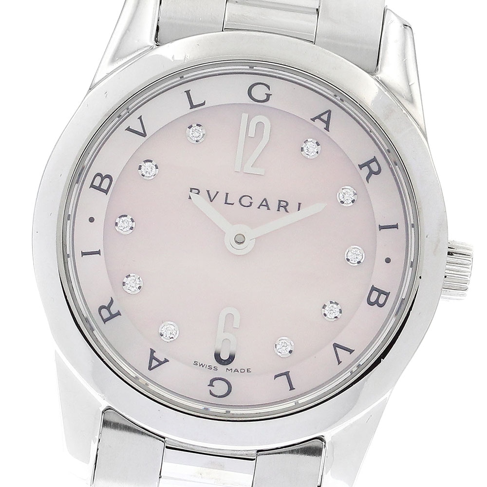 ブルガリ BVLGARI ST30S ソロテンポ 10Pダイヤ ピンクシェル クォーツ レディース _892525【中古】