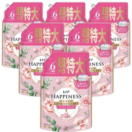 レノア Lenor ハピネス 夢ふわタッチ 柔軟剤 アンティークローズ 詰め替え 1,900mL×6袋 [大容量] [ケース品]