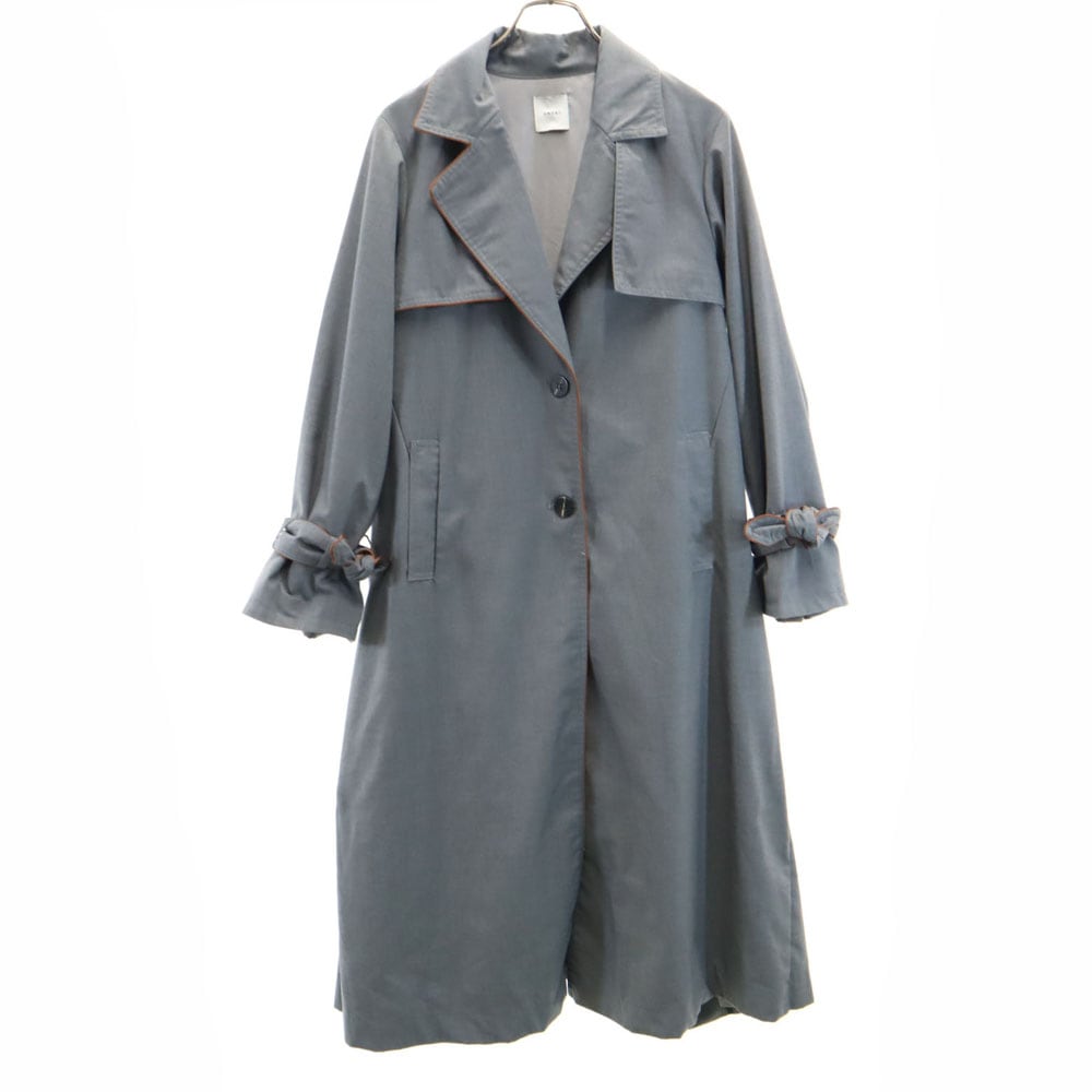 長袖 バックプリーツベルテッド トレンチコート グレー系 レディース