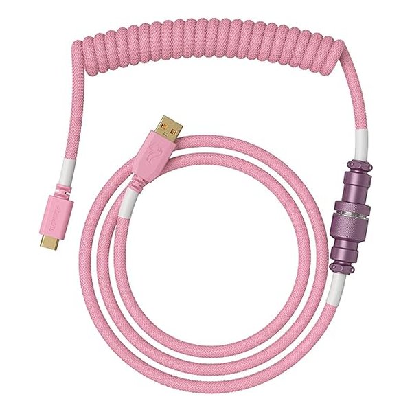 キーボードケーブル USB-C USB-A PC側 /1.3m Coiled Cable ピクセルピンク GLO-CBL-COIL-PP