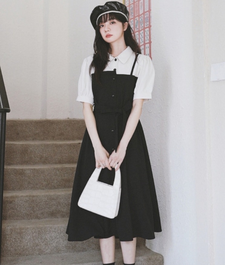 ワンピース デート モテアイテム ツーピーストップス 膝丈 セミフレア 可愛い きれいめ 上品 おしゃれ かっこいい 可愛い ラブリー キュート ガーリー クール モード系 セクシー