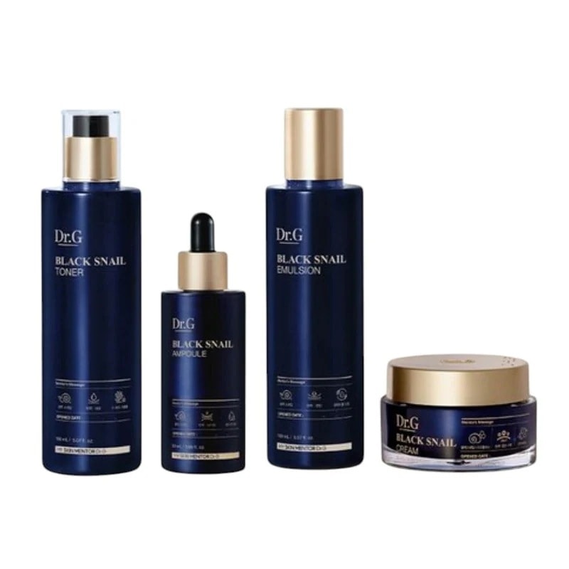 【4種セット】ブラック スネイル プレステージ トナー + エマルジョン + アンプル + クリーム15ml 保湿ケア 韓国スキンケア 敏感肌用/ セラム / 導入美容液 / おすすめ / ショット