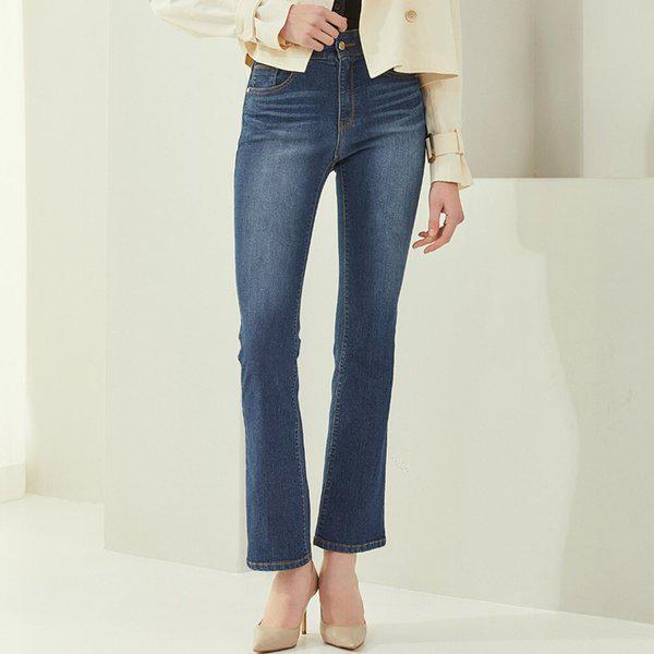 女性ライクラブーツカットデニム_インディゴ