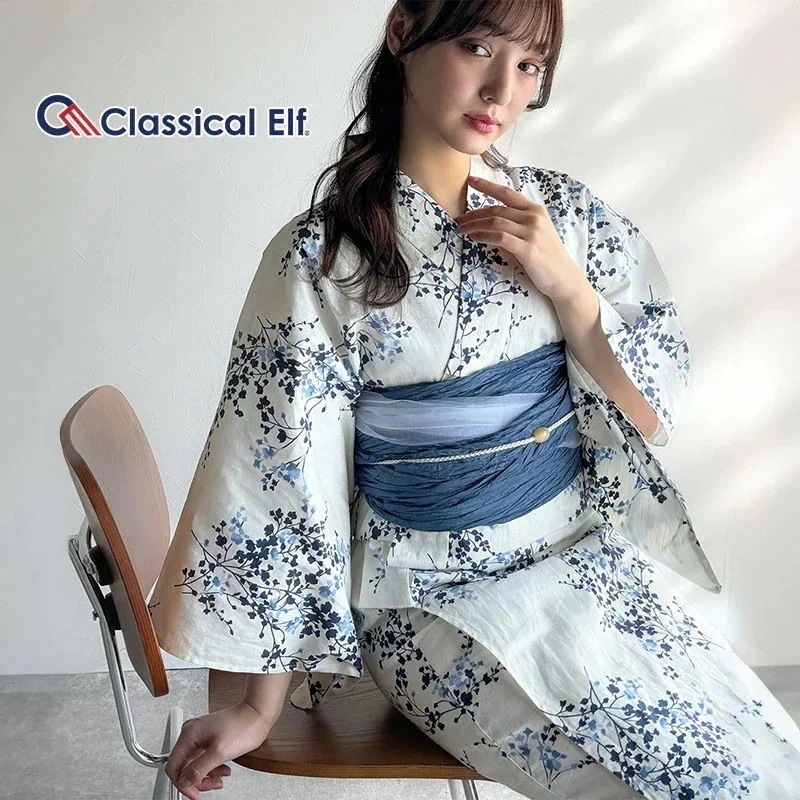 浴衣 ディース 滝流れ浴衣 帯 2点セット クラシカルモダン 大人かわいい 夏 涼しげ 上品 菊華柄 小花柄 コットン100％ 淡いカラー 可愛い おしゃれ 大きいサイズ