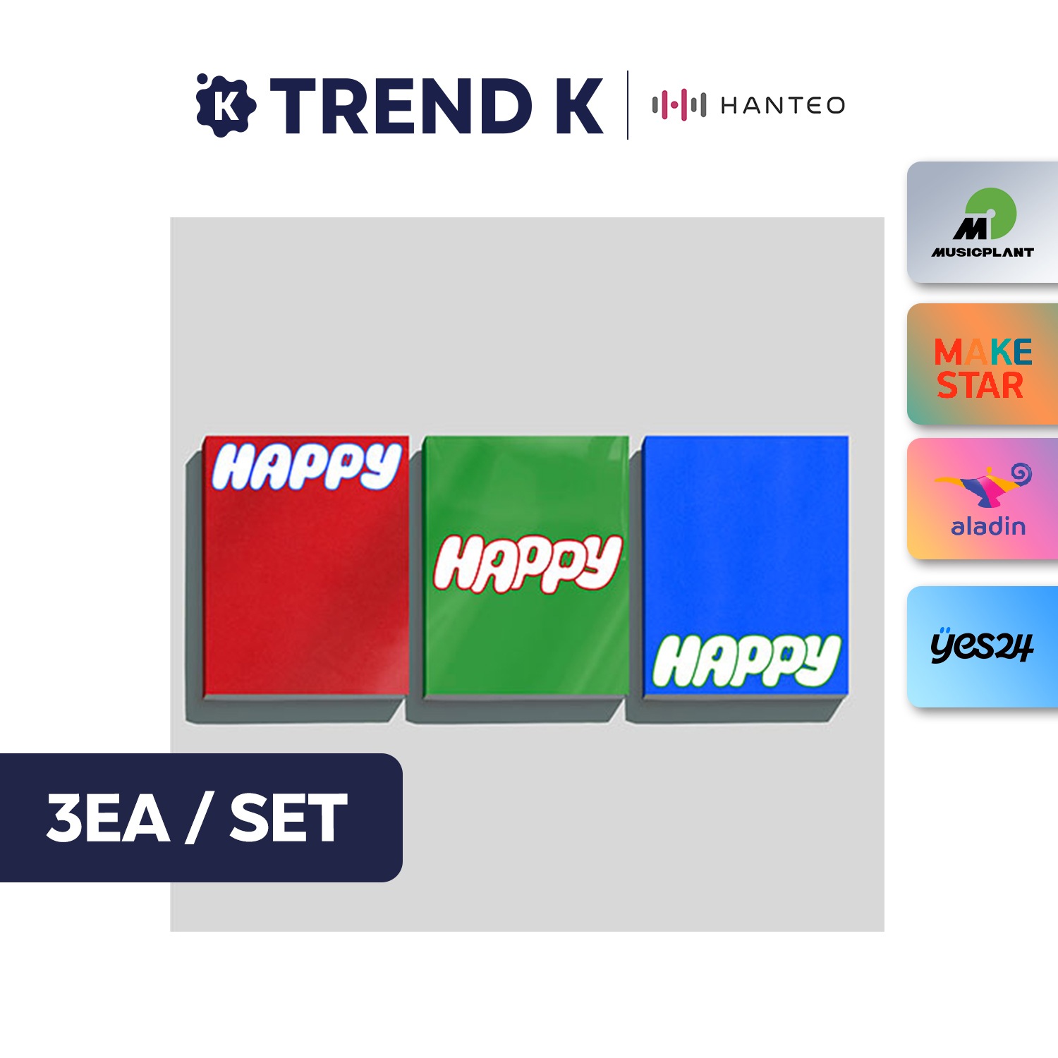 [当店特典/Online特典] BTS Jin - ソロアルバム [Happy] (Standard ver.) 3種セット 韓国盤