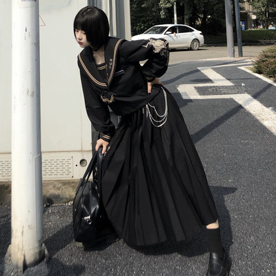 木子ちゃんJKオリジナルすすきJK制服秋冬ダーク不良ロングスカート関西襟着大刺繍