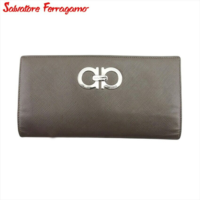 長財布 ファスナー付き 長財布 ガンチーニ レディース グレージュ 中古