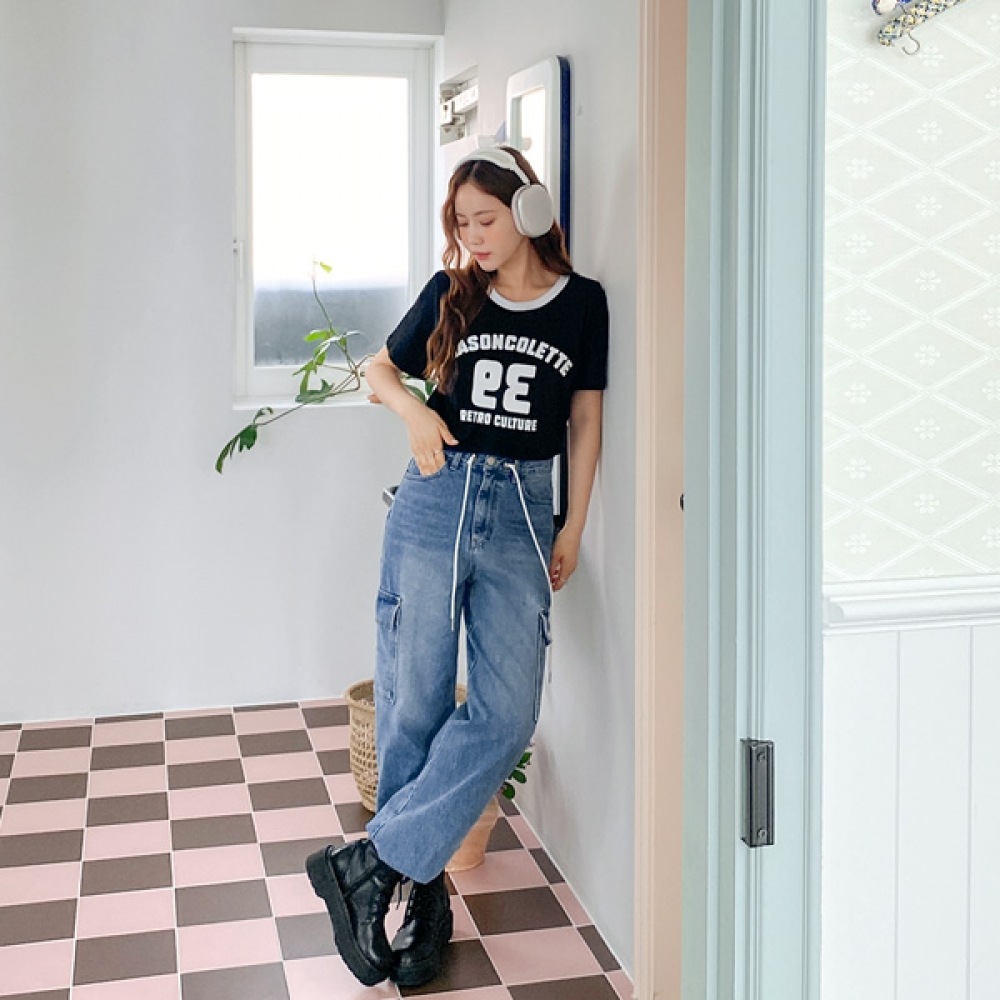 (JSTYLEのイーブレット) イーブレットセルブアイレットカーゴデニムパンツ JSTYLE