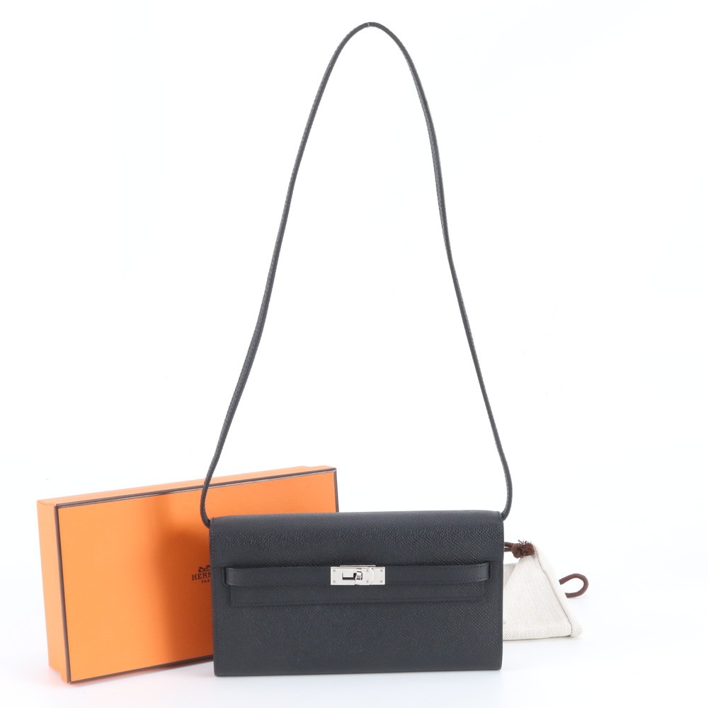 極美品 U 刻印 ショルダー ウォレット ケリートゥーゴー 長財布 長財布 二つ折り 三つ折り コンパクト ウォレット ラウンドファスナー ブラック 黒 レディース RWM DU24-7 中古