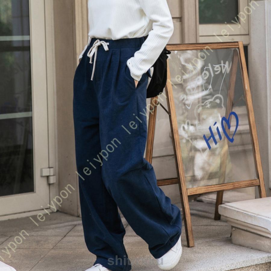 ガウチョパンツ ロング レディース ウエストゴム ストレート パンツ ロングパンツ ワイド ファッション レディース ミセス 大人 秋 冬 秋服 冬服 ロング丈