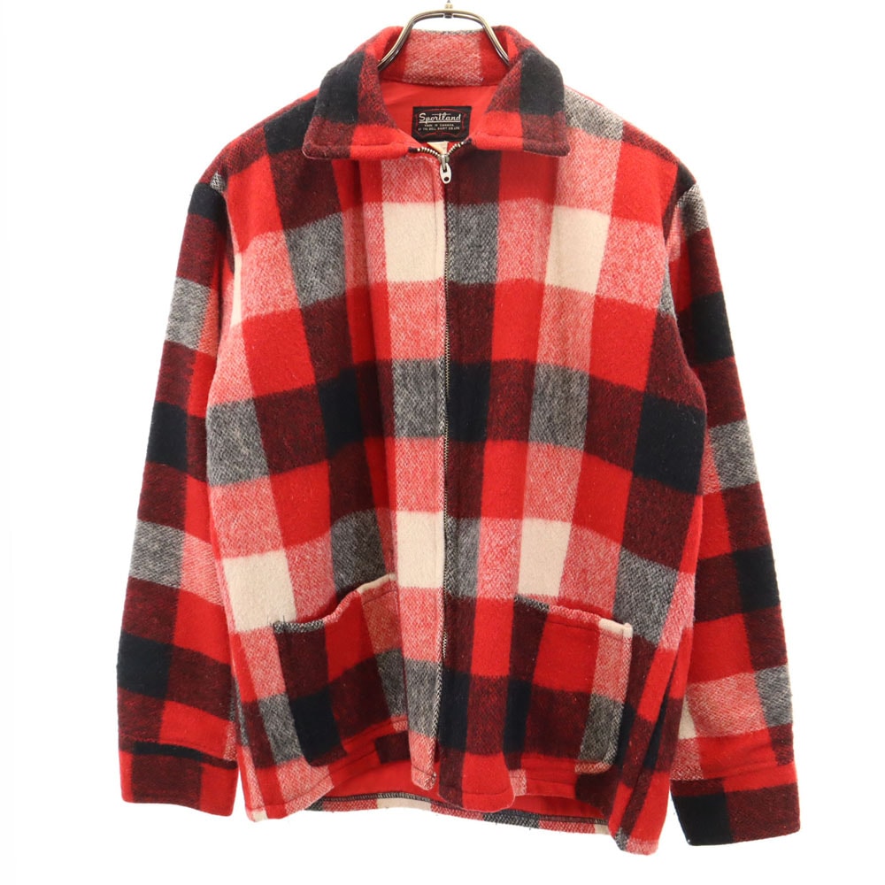 sportland 50s 60s ヴィンテージ ギンガムチェック柄 ジップジャケット 赤系 メンズ