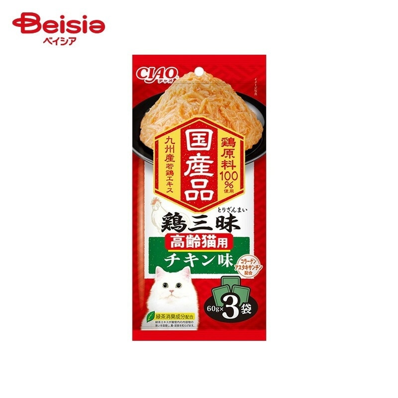 いなばペットフード CIAO 鶏三昧 高齢猫用 チキン味 （60g×3袋）×16個 ペット