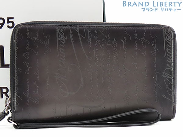 超美品ベルルッティカリグラフィタリオーガナイザートラベルケースセカンドバッグラウンドファスナー長財布ブラック