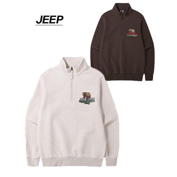 男女共用 裏起毛 ブラウンベアー ハーフジップ スウェットシャツ(JQ4TSU844)_DG