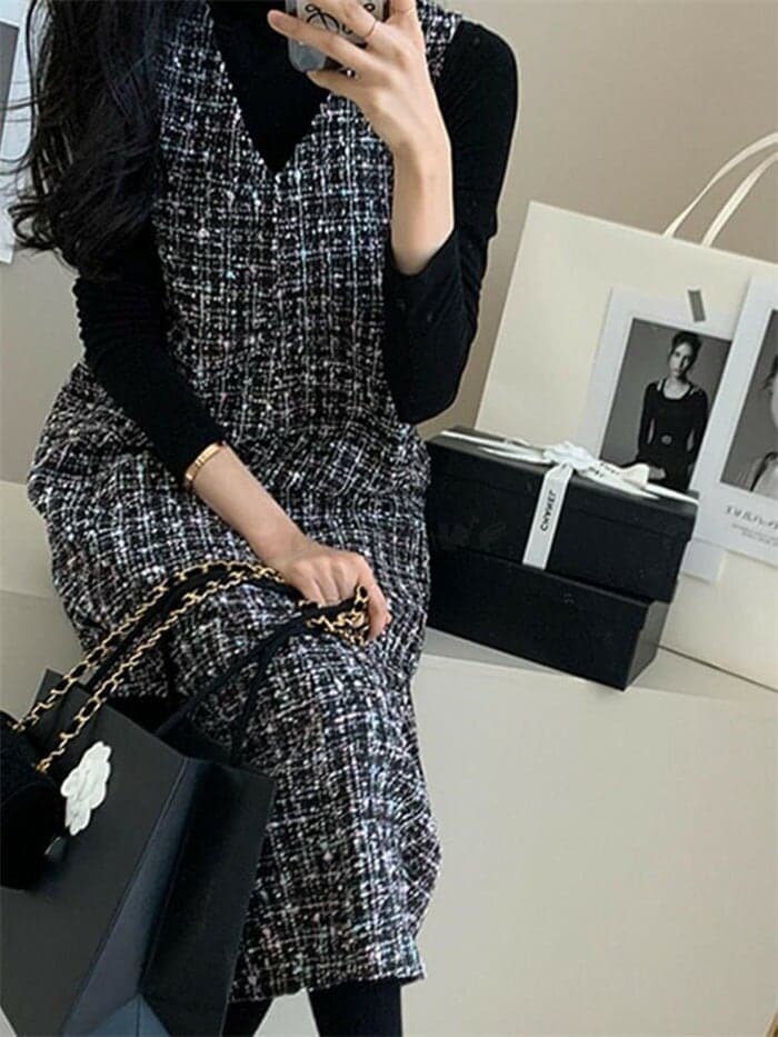 オールインワンセットアップジャンパースカートスカート 秋 大人 オールインワン ジャンスカ ポケット ワンピース レディース ジャンパースカート 膝丈 ファスナー 冬 ロングワンピース Vネック