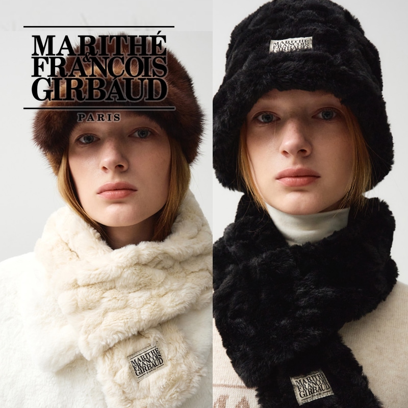MARITHE FRANCOIS GIRBAUD NUWEEKクラシックロゴファーバケットハット&マフラー