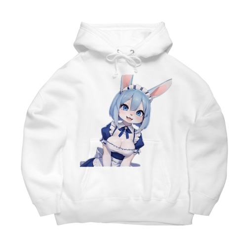 【文字入れ可能受注生産】ウサギの女の子　メイド　ケモナー　笑顔 ビッグシルエットパーカー