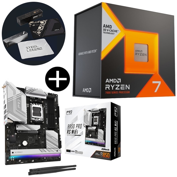 Ryzen7 7800X3D W/O Cooler ゲーミングプロセッサー + ASRock B850 Pro RS WiFi ATXマザーボード + ASRockオリジナルマウスパッド セット