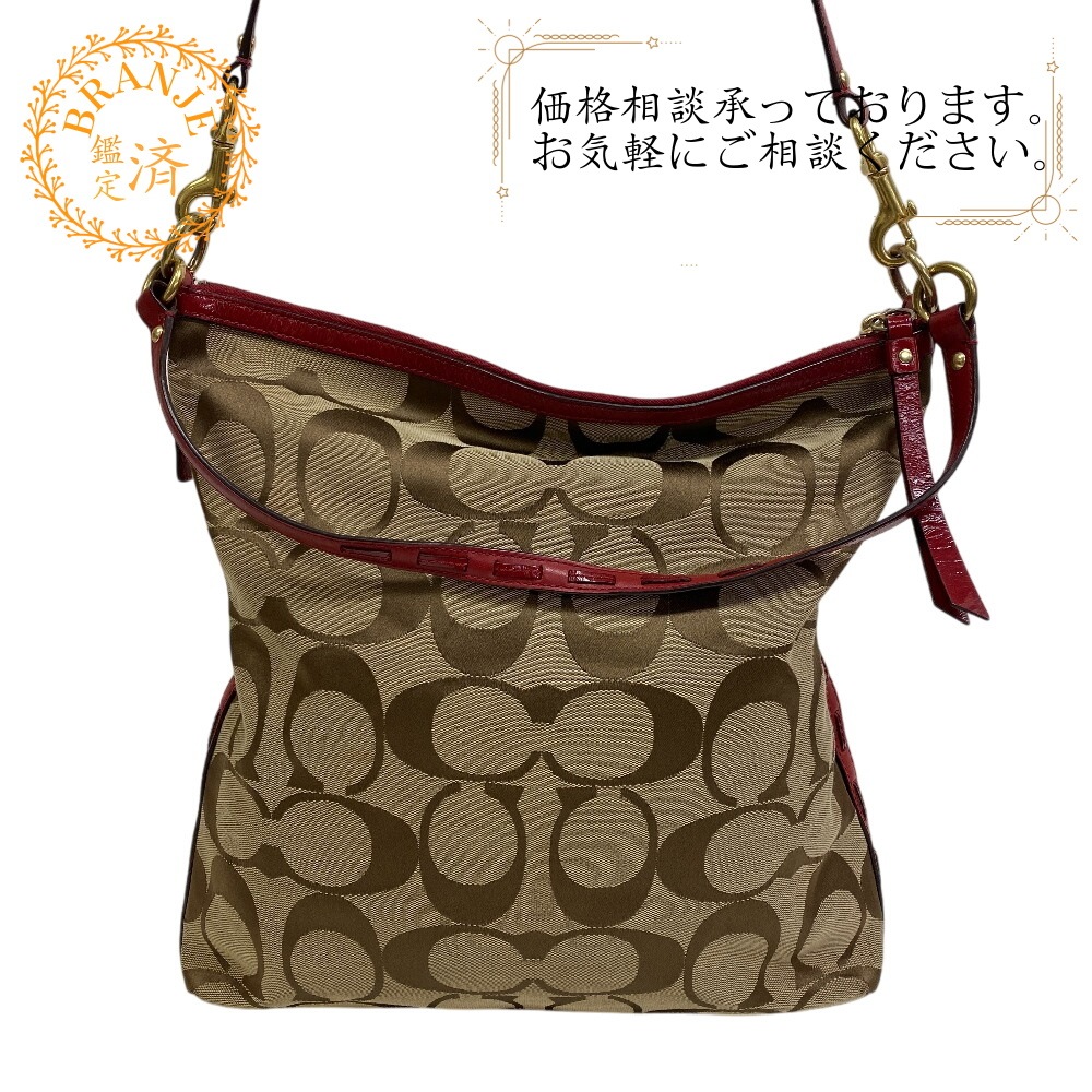 13007 2way ハンドバッグ トートバッグ シグネチャー キャンバス ショルダーバッグ レッド ブランド