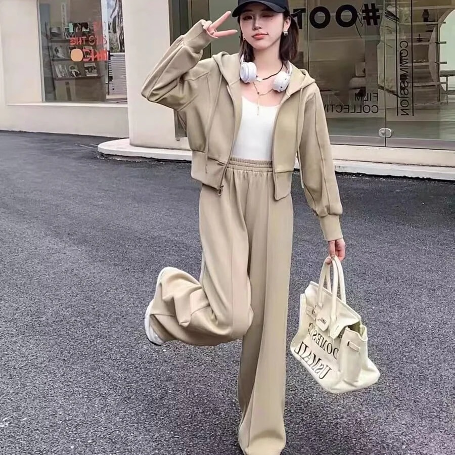 体型カバー 韓国ファッション セットアップ 快適 百掛け ワイドパンツ フード付き 長袖スウェット シンプル フォーマル 二点セット 通勤 セット パーカー レディース 新作 料】初秋 無 料 【送