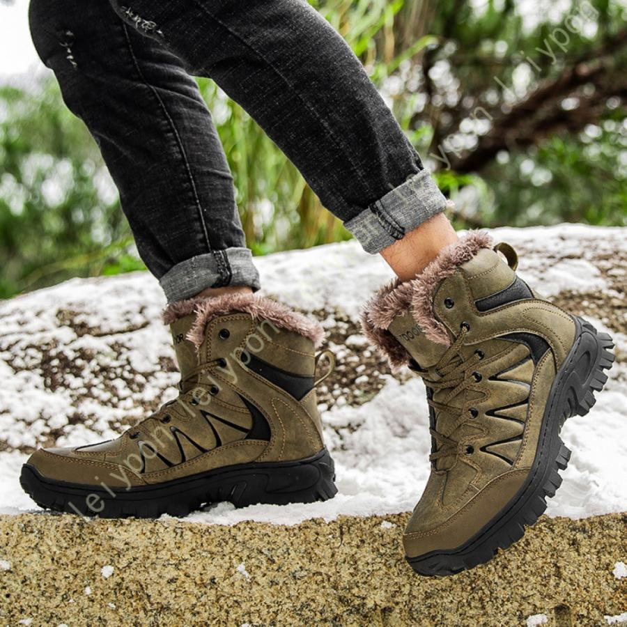 多機能 スノーブーツ ショートブーツ レディーズ 防寒 裏ボア ハイカットレースアップ ムートンブーティー 滑り止め カジュアル 秋冬 綿靴 雪用ブーツ 男性用