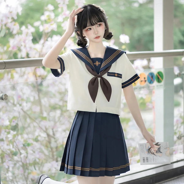 Qoo10] 新品登場 Jk日系制服紺水手服長半袖学生