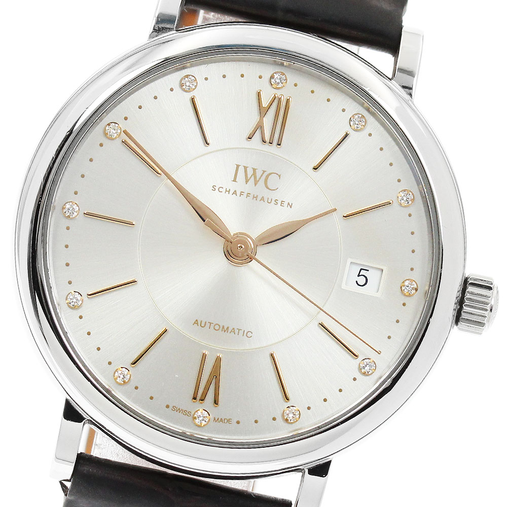IWC IWC SCHAFFHAUSEN IW458101 ポートフィノ 12Pダイヤ デイト 自動巻き メンズ 保証書付き_951897【中古】
