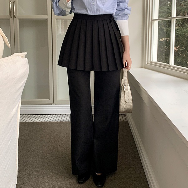 （トレンディー/セットアイテム/下半身カバー パンツ）ネブリン ラップ プリーツスカート レイヤードパンツ ps5061