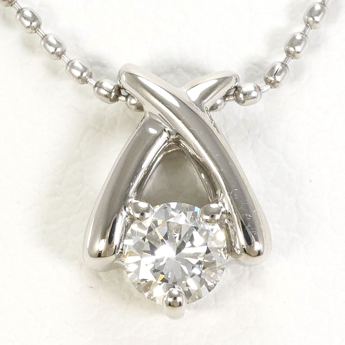 PT900 プラチナ PT850 プラチナ ネックレス ダイヤモンド 0.188 ct 総重量約2.4g 約40cm 中古