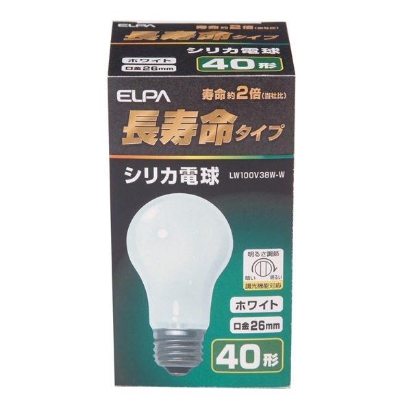 驚きの価格  40W形 長寿命シリカ電球 ELPA （まとめ） E26 35セット LW100V38W-W ホワイト インテリア照明・ライト