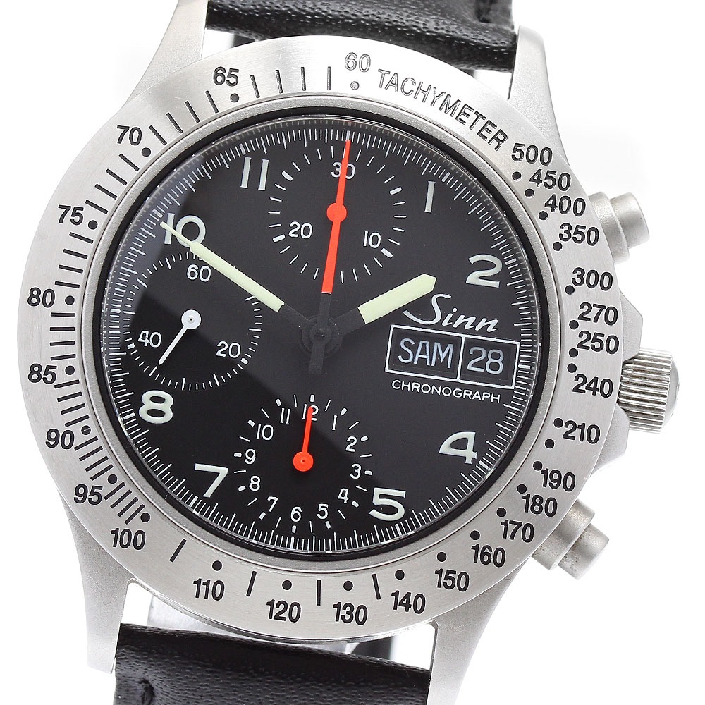 ジン Sinn 256.ST クロノグラフ デイデイト 自動巻き ボーイズ 美品 箱・保証書付き_889672【中古】