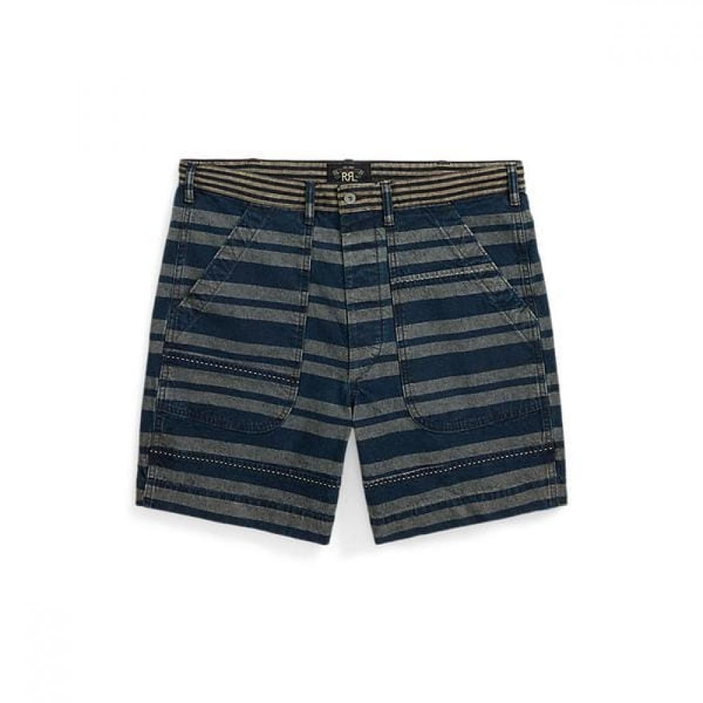 RRL インディゴストライプリネンコットンショート MNRRSHO14G20042400