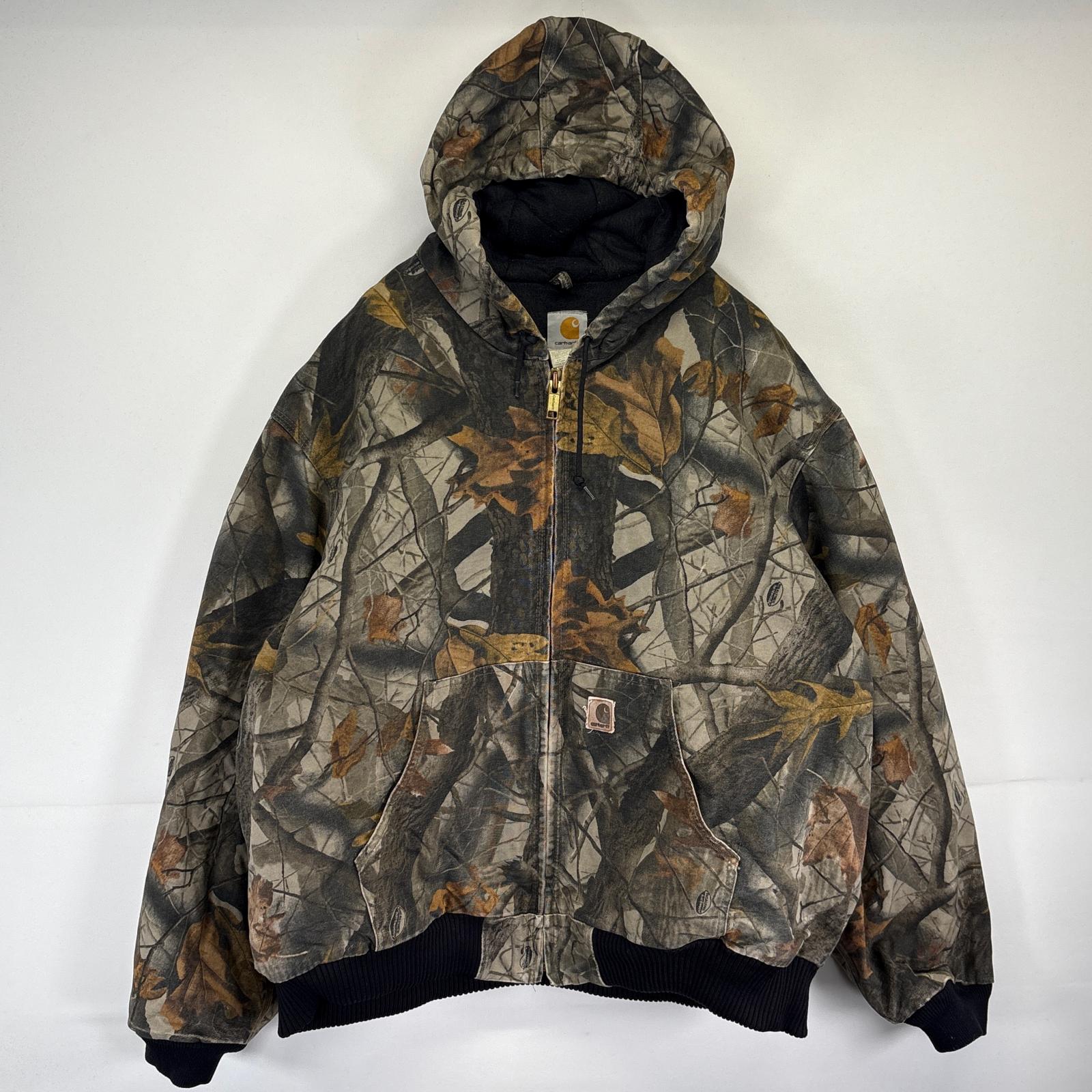 古着 アクティブジャケット ダック リアルツリーカモフラ パーカー 大きいサイズ 2XL ブラウン系 メンズ