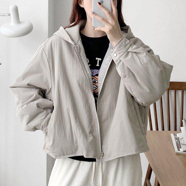 (OT)H5023フード軽量パディングジップアップ 冬 女性 軽量