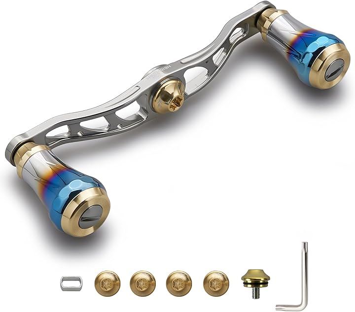 ベイト リール ハンドル 航空アルミ製 シマノ ダイワ アブガルシア 通用 ベイトリール Aurora 0135(V2.0 - 105mm - ガンメタル＆ゴ)